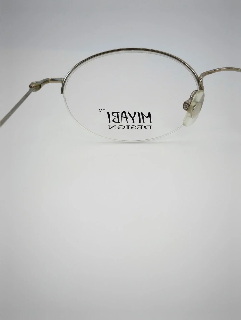 Miyabi. Kairi project. Silver Oval Beta ẞ Titanium Glasses. Semi Rimless. 1990s